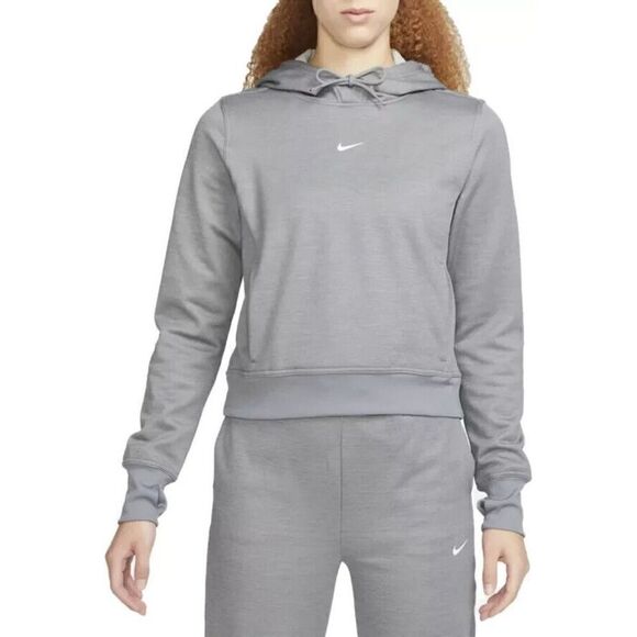 NEW WOMEN'S NIKE THERMA TRAINING PULLOVER HOODIE SWEATSHIRT Gray Large - Picture 1 of 7